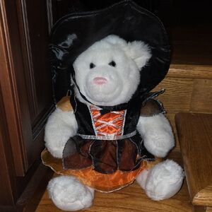 Build-A-Bear White Witch Bear with Black and Orange Outfit